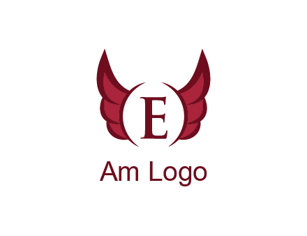 letter E between two wings