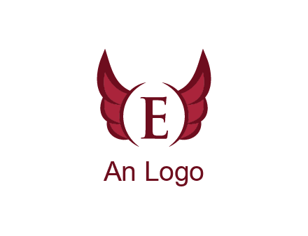letter E between two wings