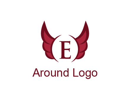 letter E between two wings
