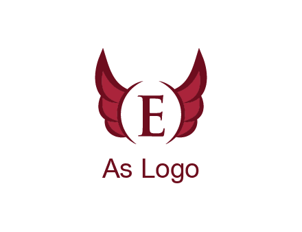 letter E between two wings