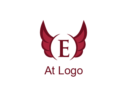 letter E between two wings