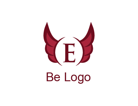 letter E between two wings