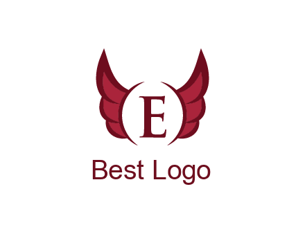 letter E between two wings