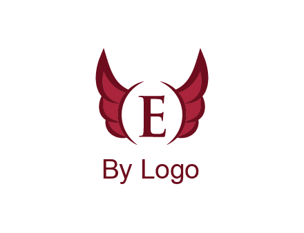 letter E between two wings