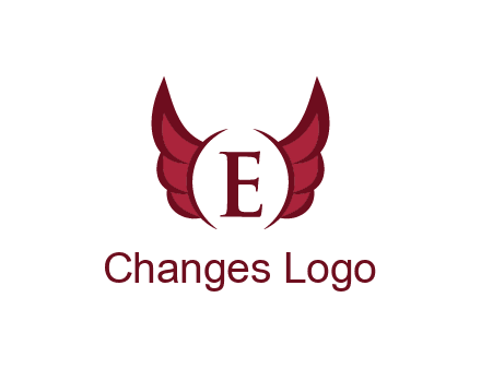letter E between two wings