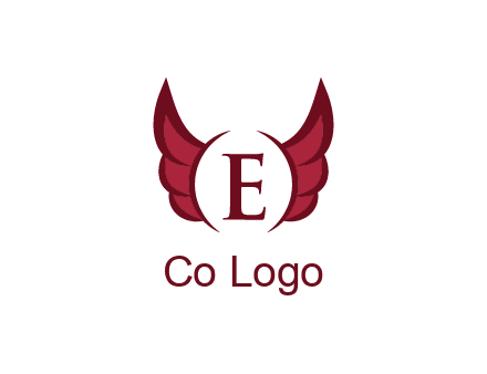letter E between two wings