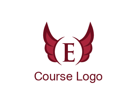 letter E between two wings