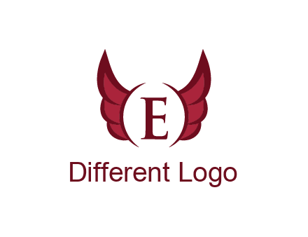 letter E between two wings