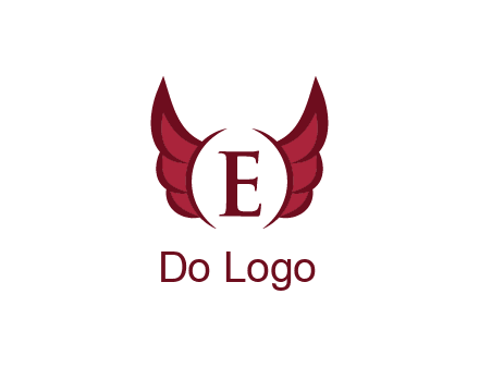 letter E between two wings