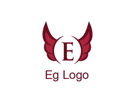 letter E between two wings