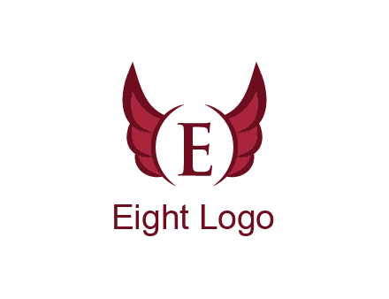 letter E between two wings