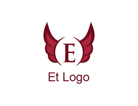 letter E between two wings