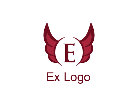 letter E between two wings