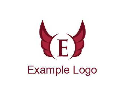 letter E between two wings
