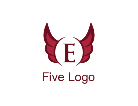 letter E between two wings