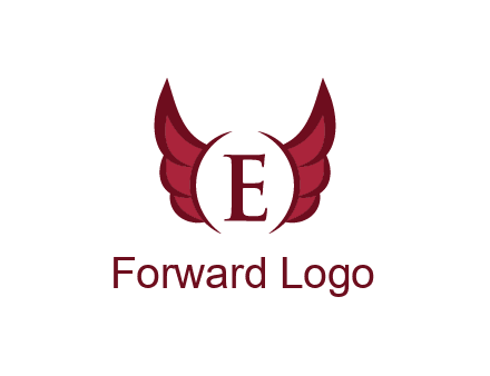 letter E between two wings