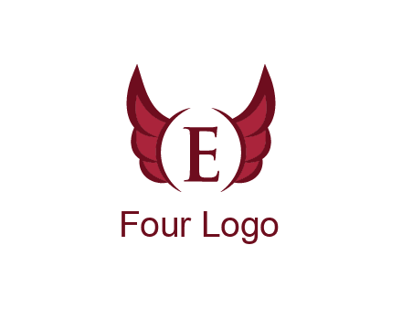 letter E between two wings