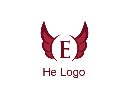 letter E between two wings