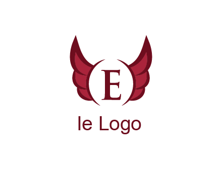 letter E between two wings