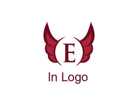 letter E between two wings