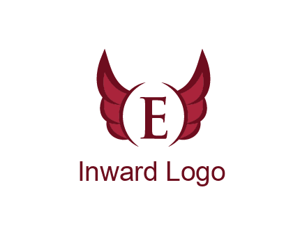 letter E between two wings