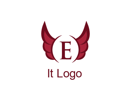letter E between two wings