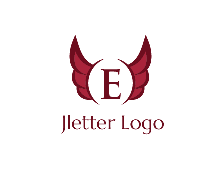 letter E between two wings