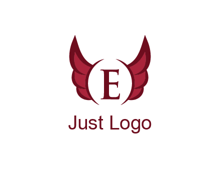 letter E between two wings
