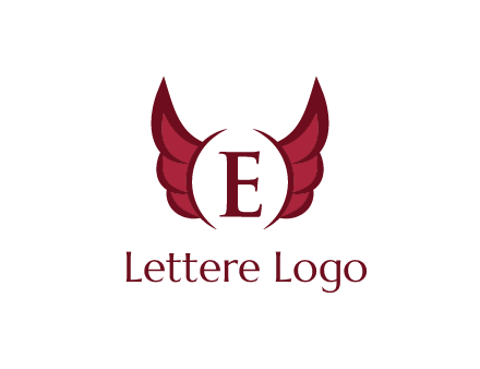 letter E between two wings