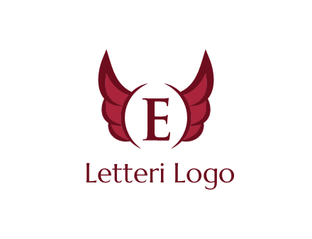 letter E between two wings