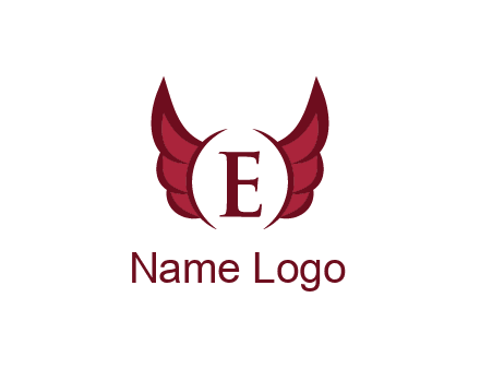letter E between two wings