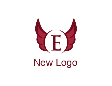 letter E between two wings
