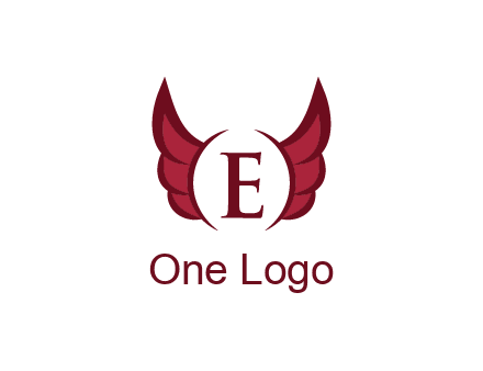 letter E between two wings