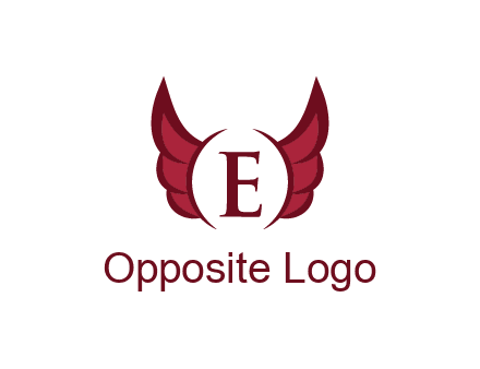 letter E between two wings