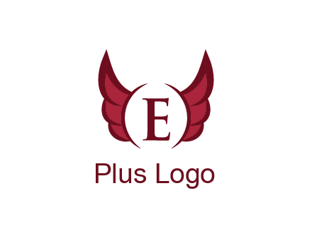 letter E between two wings