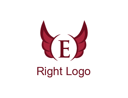 letter E between two wings