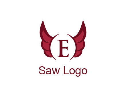 letter E between two wings