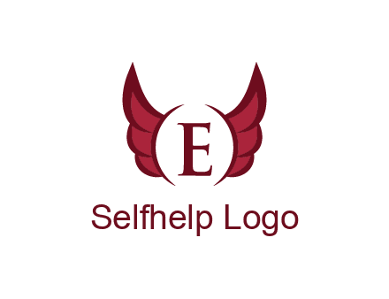 letter E between two wings