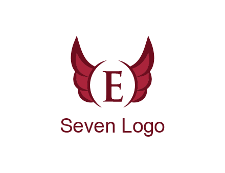 letter E between two wings