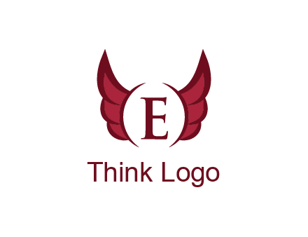 letter E between two wings