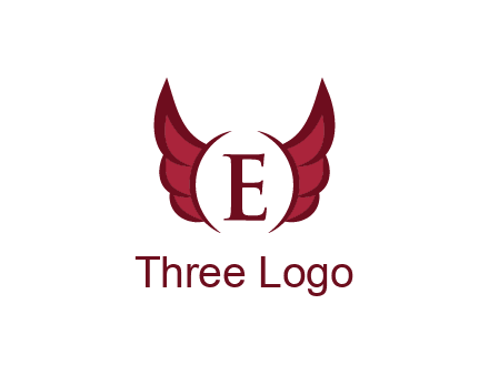 letter E between two wings