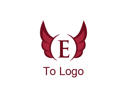 letter E between two wings