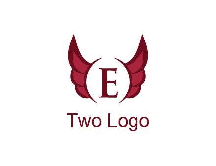 letter E between two wings