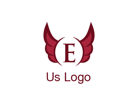 letter E between two wings