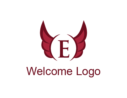 letter E between two wings