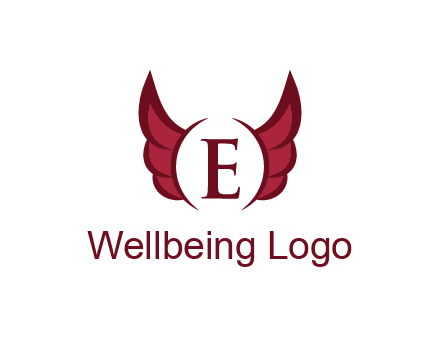 letter E between two wings