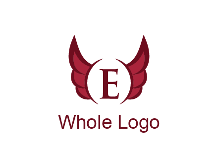 letter E between two wings