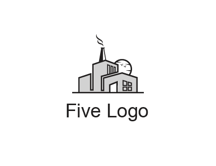 moon behind factory