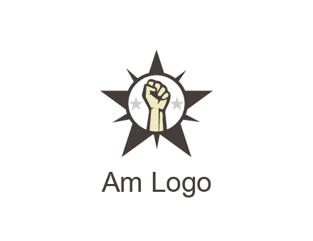 fist with stars in circle in star