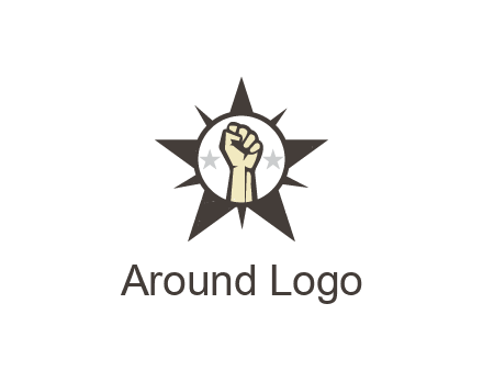 fist with stars in circle in star